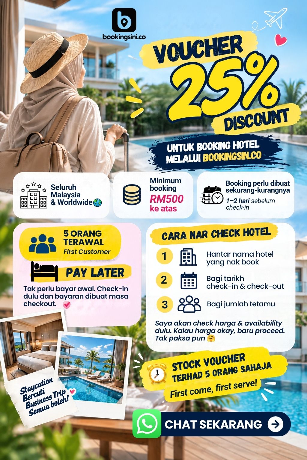 Poster 25% voucher diskaun bookingsini